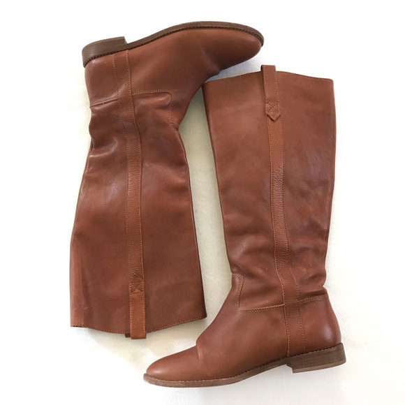 Madewell Archive Cognac Leather Tall Riding Boots Women’s Size 8.5 - Picture 1 of 14